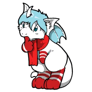 ❓ naga, kartun, syal, imut, musim dingin, kawaii telegram sticker