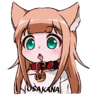 🧡 OSAKANA Anime, Kocica, Słodkie, Kawaii, Obroża, Osakana telegram sticker