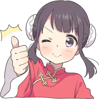 👍 anime, girl, wink, thumbs up, cute, cartoon telegram sticker