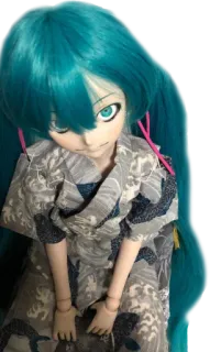 😐 Hatsune Miku кукла, аниме, манга, голубые волосы, Hatsune Miku telegram sticker