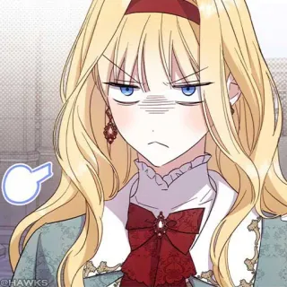 🤍 Anime, Manga, cheveux blonds, en colère, fille, expression telegram sticker