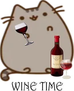 🍷 WINE gato, Pusheen, vino, bebida, alcohol, celebración, lindo, vaso, botella whatsapp sticker