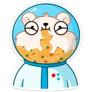 🍝 động vật, gấu, đồ ăn, mì, vũ trụ, mũ bảo hiểm, dễ thương, phi hành gia telegram sticker