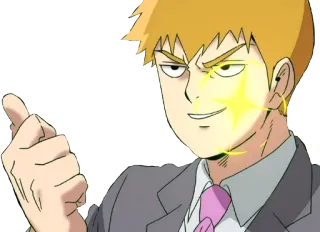 ✨ Reigen Arataka Mob Psycho 100 Reigen Arataka, Mob Psycho 100, Anime, Mittelfinger, Beleidigung Geste whatsapp sticker