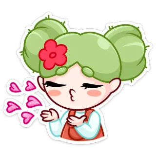 🌵 Dessin animé, Anime, Baiser, Coeurs, Fille, Mignon, Emoji, Sticker telegram sticker