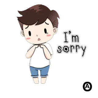 😟 I'm sorry Dibujos animados, Disculpa, Lo siento, Triste, Chico telegram sticker