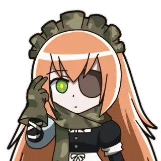 🤨 anime, girl, military, camouflage, maid, eye patch telegram sticker