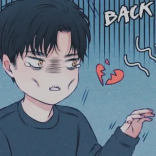 ✖ BACK Dibujo animado, Triste, Corazón roto, Estilo anime, Frustración, Angustia telegram sticker