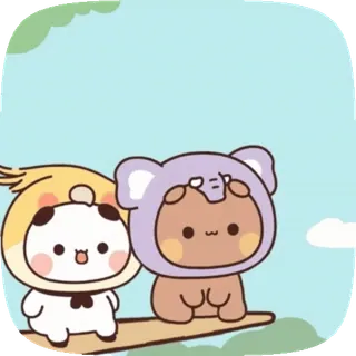 🥳 fofo, animais, panda, elefante, desenho animado, kawaii telegram sticker