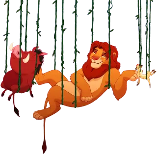 😌 Simba The Lion King simba, lion king, pumbaa, timon, relaxing, disney whatsapp sticker