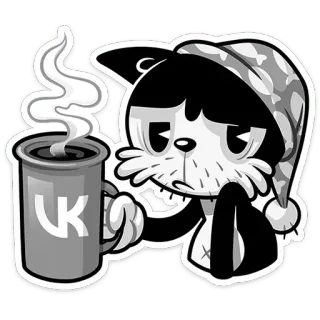 ☕️ LK cat, sleepy, coffee, cup, cartoon, sticker telegram sticker