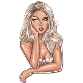 🙄 Frau, Schönheit, Porträt, Mädchen, blond telegram sticker