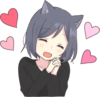 😍 anime, cat girl, hearts, cute, kawaii telegram sticker