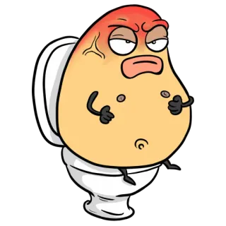 🥵 Dessin animé, Toilette, En colère, Personnage, Drôle telegram sticker