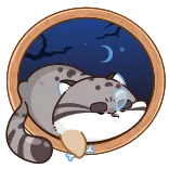 😴 gato, durmiendo, lindo, luna, noche, animal telegram sticker