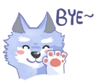 👋 BYE~ волк, мультфильм, пока, до свидания, животное, милый, машет рукой telegram sticker