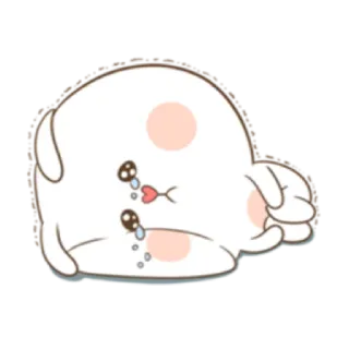 😔 cute, sad, crying, emoji, white, animal, kawaii, cartoon whatsapp sticker