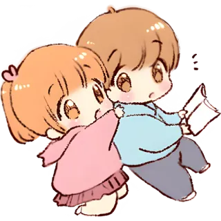 😳 dễ thương, anime, chibi, kawaii, cặp đôi, tình yêu, tình cảm whatsapp sticker