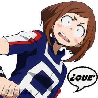 ❔ Ochaco Uraraka My Hero Academia ¿Que? anime, chocado, Uraraka, My Hero Academia, pergunta telegram sticker