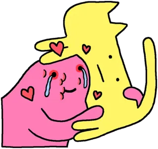 🦁 abrazo, llorando, dibujos animados, corazón, amor telegram sticker