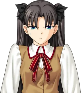 🤨 Rin Tohsaka Fate/stay night Anime, Manga, Retrato, Morena, Mujer, Tsundere whatsapp sticker
