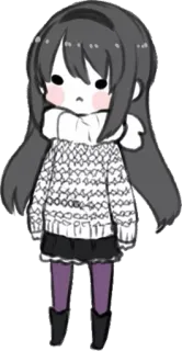 ❄ Garota anime, Chibi, Suéter, Cachecol, Fofo telegram sticker