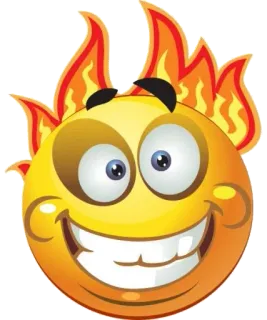 😁 emoji, flaming, fire, hot, smiley whatsapp sticker