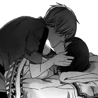 ❤ baiser, romance, amour, style anime, couple telegram sticker