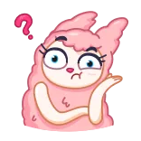 🤔 pergunta, rosa, desenho animado, fofo, confuso, fofo, animal whatsapp sticker