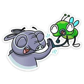 🤝 dibujos animados, animal, choca esos cinco, amistad, volar, cerdo telegram sticker