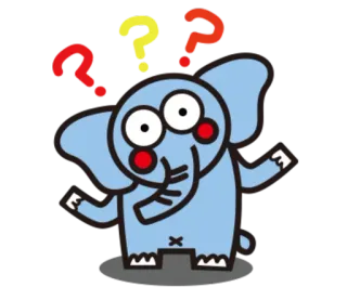 ❓ Elefant, Fragezeichen, Cartoon, Verwirrt, Tier, Blau telegram sticker