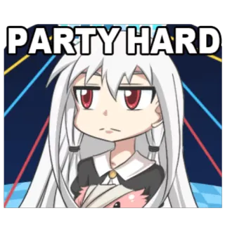 😐 PARTY HARD anime, girl, party, celebration, humor telegram sticker