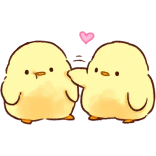 😙 chick, cute, birds, love, heart telegram sticker