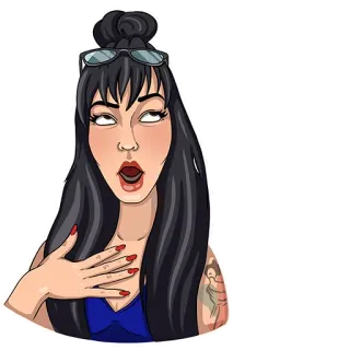 🙄 женщина, мультфильм, солнцезащитные очки, прическа, татуировка, выражение telegram sticker