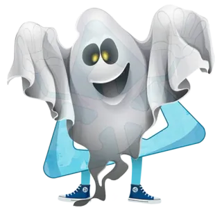 👻 유령, 만화, 할로윈, 으스스한, 의상, 캐릭터, 친근한 telegram sticker