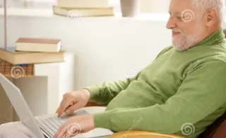💻 old man, laptop, internet, technology, smiling telegram sticker