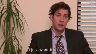 😣 Jim Halpert The Office I just want it to stop tv show, the office, jim halpert, stop, annoyed, tv series telegram sticker