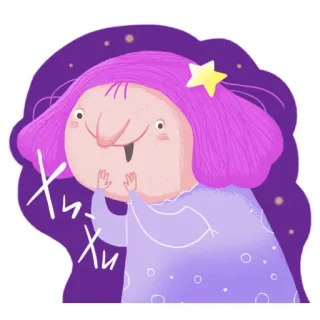 😆 Xu-xu-xu cartoon, paars, vrouw, ster, heks, magie, jurk telegram sticker