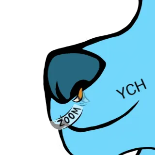 😜 ZOOM cartoon, animal, cute, digital art, blue, YCH telegram sticker