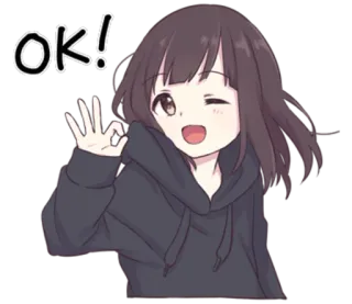 😄 OK! dziewczyna, anime, ok, zgoda, słodkie, naklejka telegram sticker