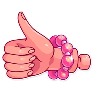 👍 thumb, hand, like, gesture, approval, bracelet, pink, cartoon telegram sticker