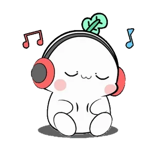🎶 fofo, fone de ouvido, música, desenho animado, personagem, ouvindo, kawaii telegram sticker