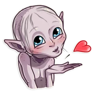 😘 Gollum Gollum, El Señor de los Anillos, Amor, Lindo, Corazón telegram sticker