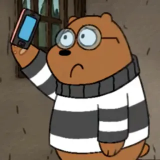 📸 Grizz We Bare Bears медведь, ботаник, очки, телефон, заключенный, мультфильм, Мы обычные медведи whatsapp sticker