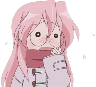 😱 Anime, Chica, Impactada, Kawaii, Linda, Pelo rosa, Avergonzada whatsapp sticker