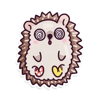 🤪 เม่น, การ์ตูน, น่ารัก, สัตว์, สติกเกอร์, เวียนหัว telegram sticker