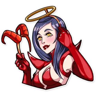 😇 женщина, нимб, красный, чёрт, рога, женский, стикер telegram sticker