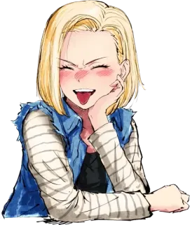 😝 Android 18 Dragon Ball Z android, animé, dessin animé, blonde, femme telegram sticker
