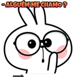 ⁉️ ALGUÉM ME CHAMO? Conejo de dibujos animados, Gafas, Pregunta, Lindo telegram sticker