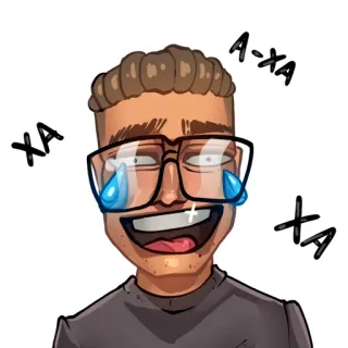 😁 A-XA XA XA Dessin animé, Visage, Personne, Lunettes, Expression, Rire, Pleurs whatsapp sticker